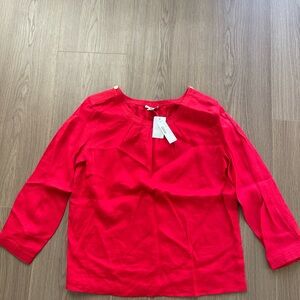 ❤️ J.Crew 100% Linen Blouse | Red | Size 10 | New With Tags + Extra Button